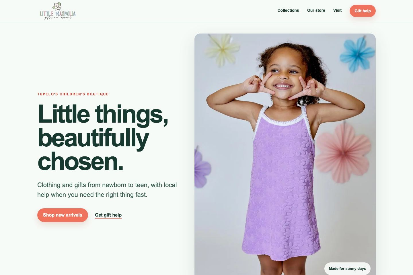Website concept preview for Little Magnolia Gifts & Apparel