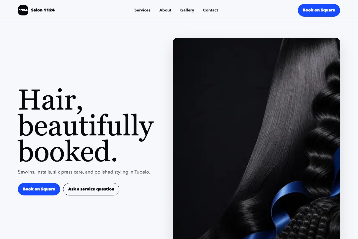 Website concept preview for Salon 1124