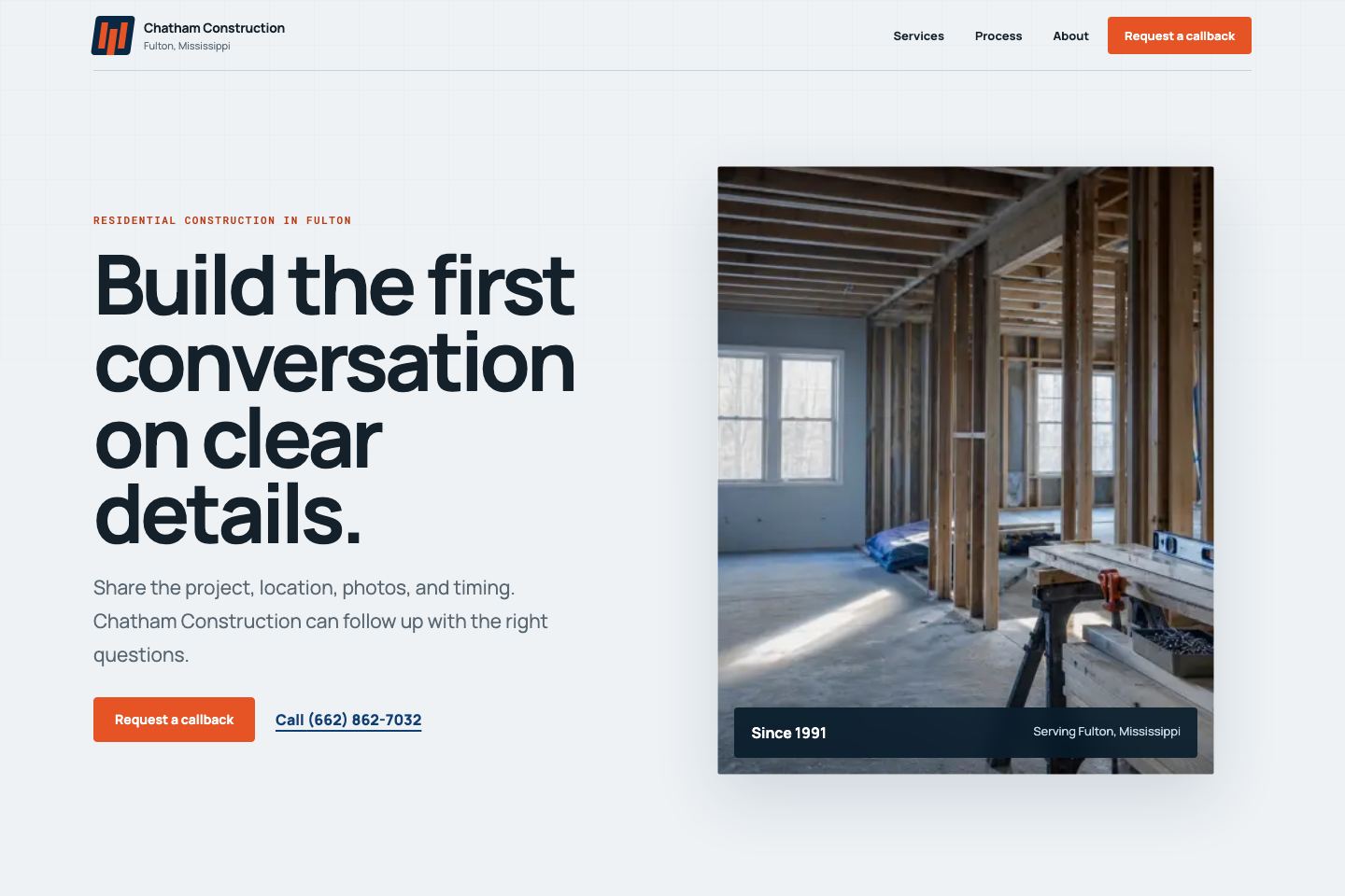 Website concept preview for Chatham Construction